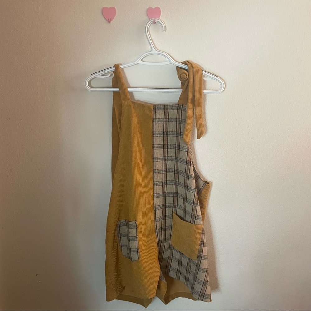 romwe patchwork dungaree/overall shorts